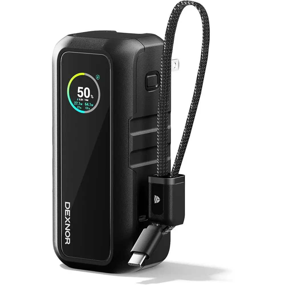 15000mAh 3-in-1 Power Bank with 65W AC Plug, USB Cable, PD3.0 & PPS Fast Charging