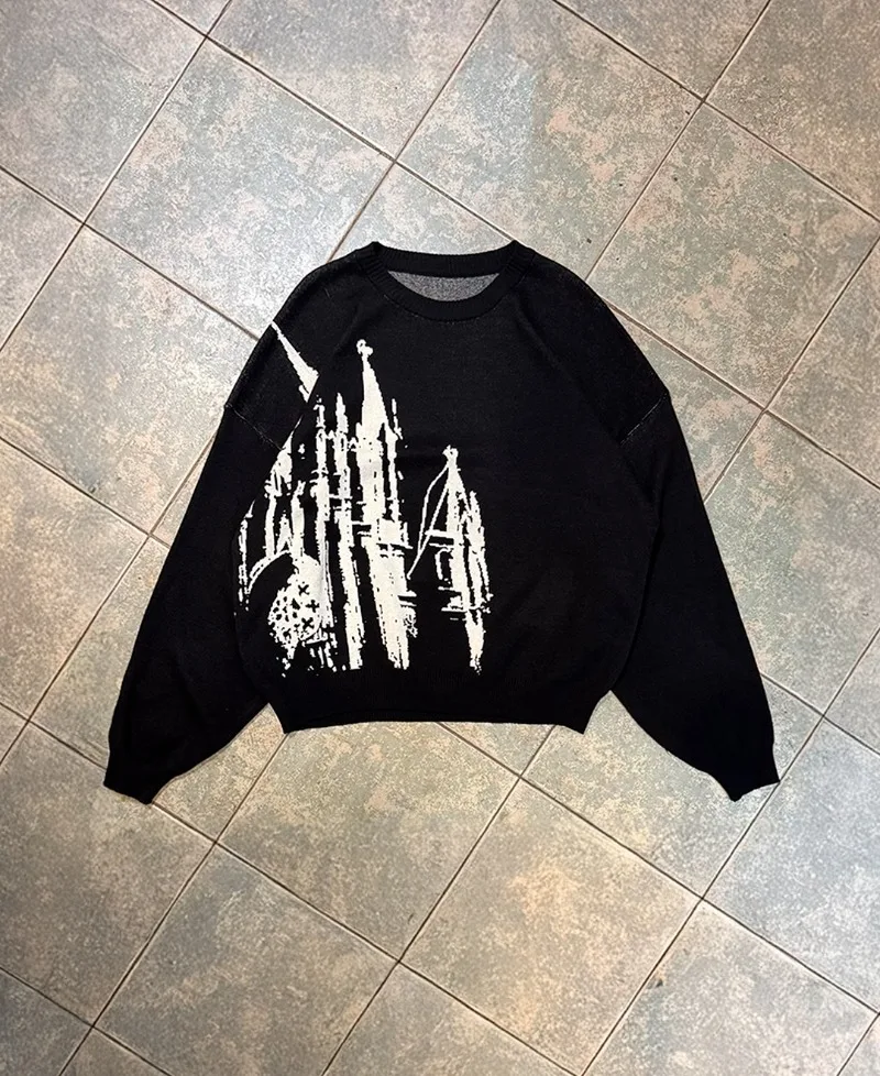 الظلام القوطية الرجعية Harajuku شارع العليا الخريف والشتاء معطف شتاء الرجال Y2K موضة عادية الهيب هوب روك شريط فضفاض المرأة