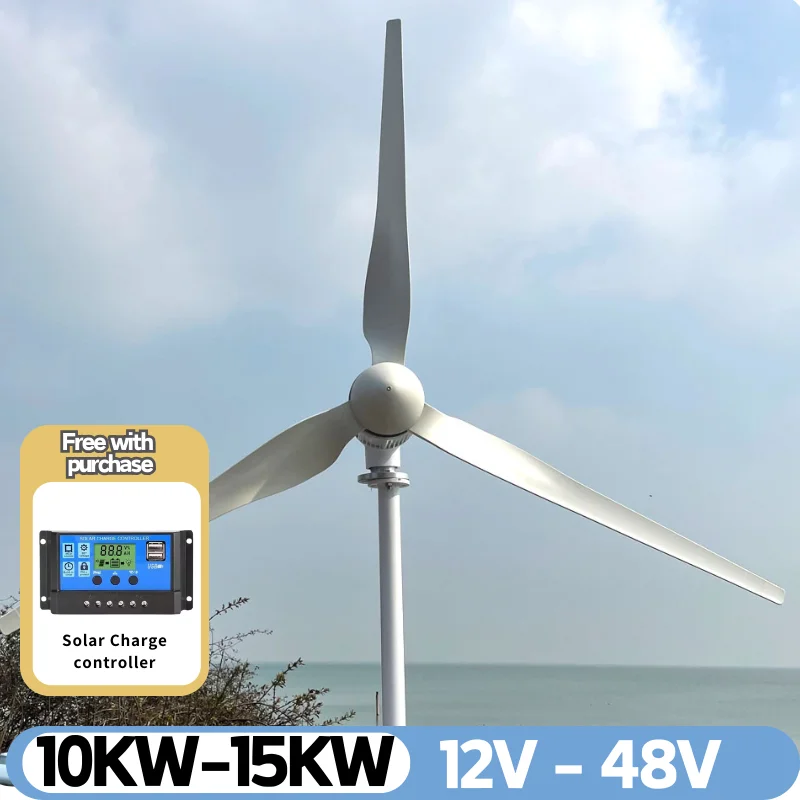 Free energy Horizontal Wind Turbine 15KW 10KW 48V Wind Power Windmill Energy Sources With On Grid Inverter For Home Big Power