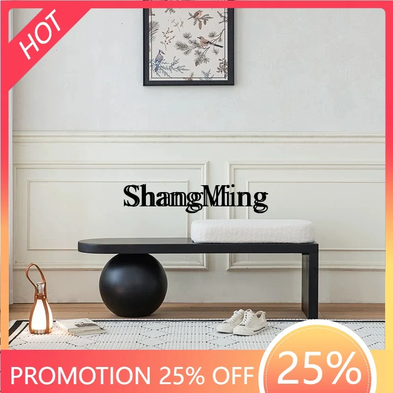 مقعد غرفة SM فني خفيف فاخر لتغيير الأحذية المنزلية مقعد أريكة بسيط من الخشب الصلب