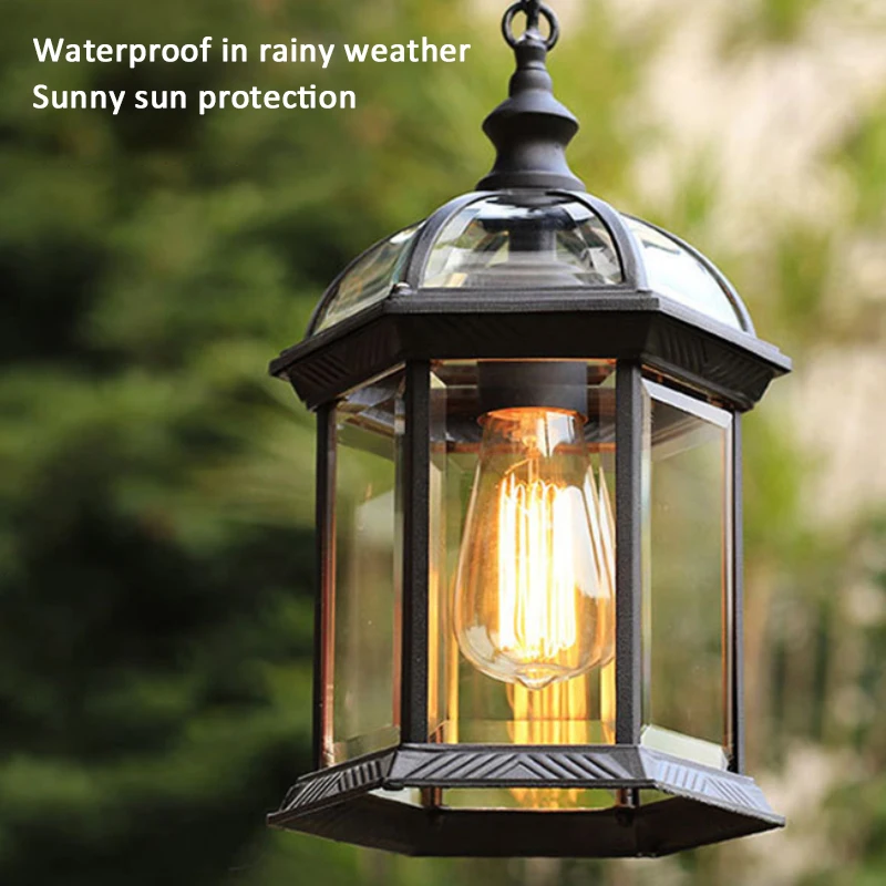 

Waterproof Outdoor Pendant Light Rustic Simple Balcony Corridor Courtyard Villa Lights Gazebo External Creative Rustproof Lamps