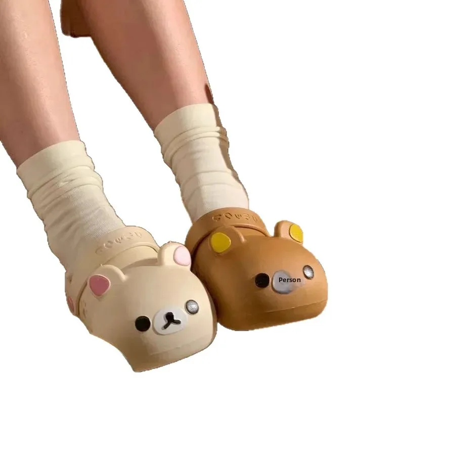 Cartoon Bear Women's Slippers, Summer Beach Sandals, Breathable Slides, Parent-Child_voghion.com