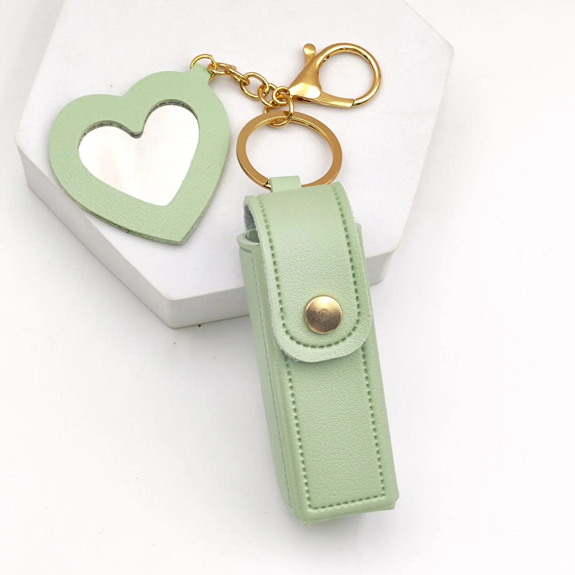 Personalisierter Modischer Kleiner Spiegel Rotumschaltender Umschlag Maßgefertigter Leder-Autoschlüsselanhänger Taschen-Schlüsselring Kreativer Geldanhänger Geschenk – Detail 12