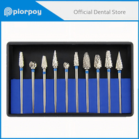 PIORPOY 10Pcs/Box Dental Lab Polishing Burs 2.35MM Drill Tungsten Steel Carbide HP Low Speed Bur Dentistry Teeth Grinding Head