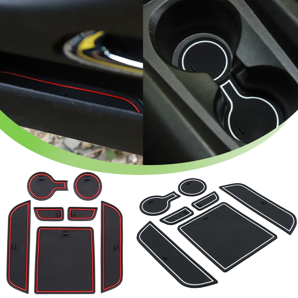 Car Door Slot Mat Gate Groove Mats Cup Coaster Anti-Slip Pad for Chevrolet Camaro 2012 2013 2014 2015 2016 Interior Accessories