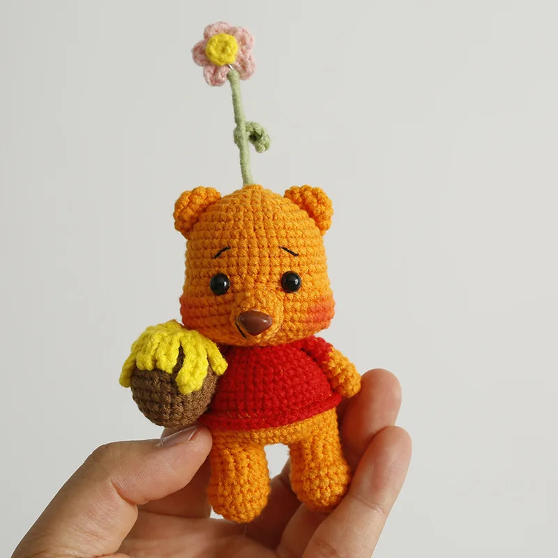 

10cm Crochet Knitted Winnie the Pool Stuffed Dolls KeyChains Backpack Hangings Small Pendant Valentine Graduation Birthday Gifts