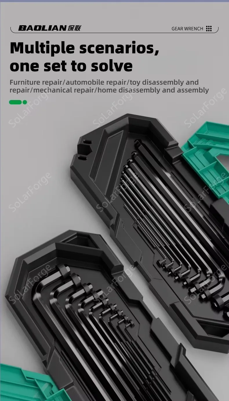 9pcs Set of High-strength CR-V Steel BAOLIAN Hexagonal Wrench, Hexagonal Screwdriver,Bicycle motocycle and Vehicle Maintenance