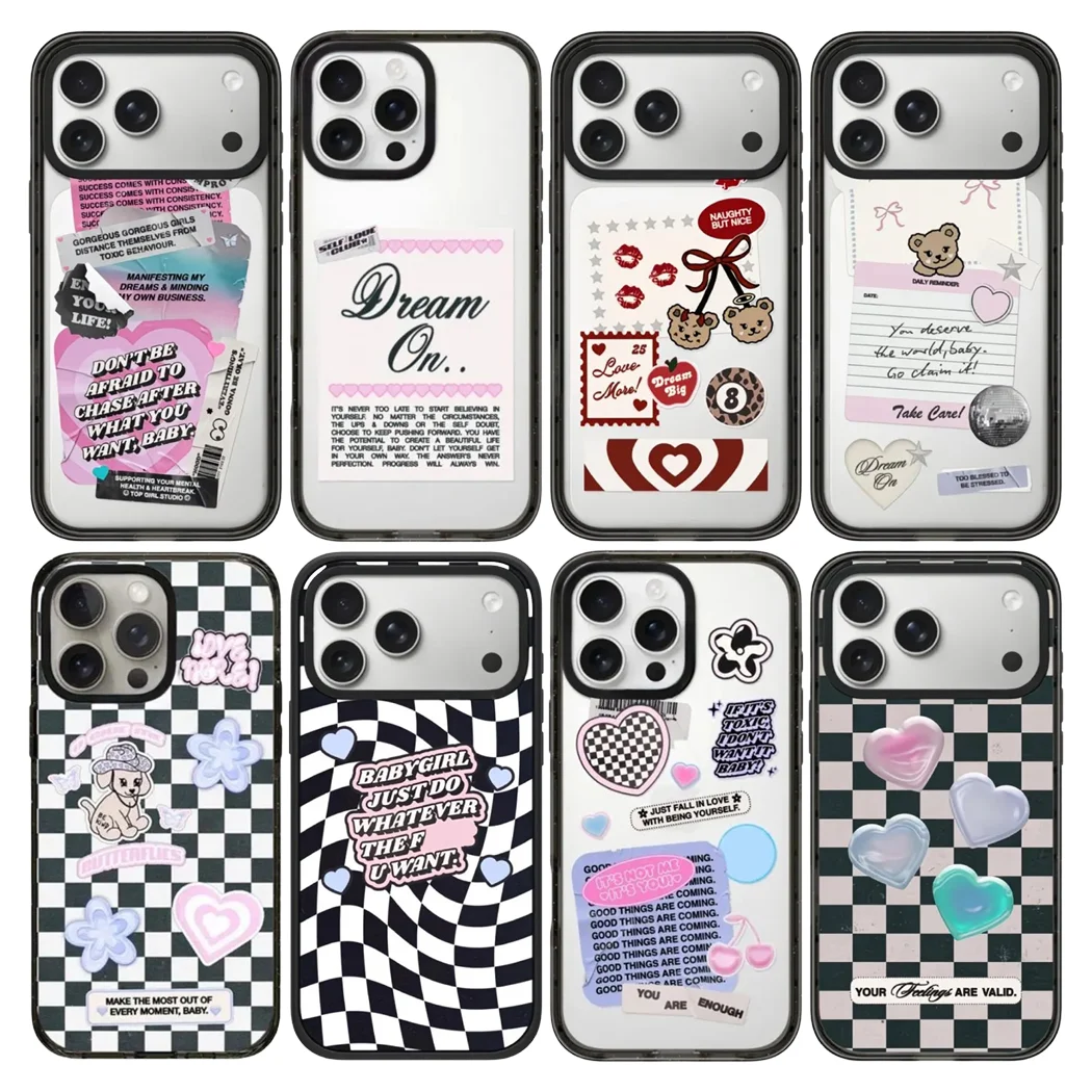 

Black and White Checkered Bear 2.0 Acrylic Border Phone Cover for IPhone 14 15 16 17 Pro Max Case for IPhone 17 Air