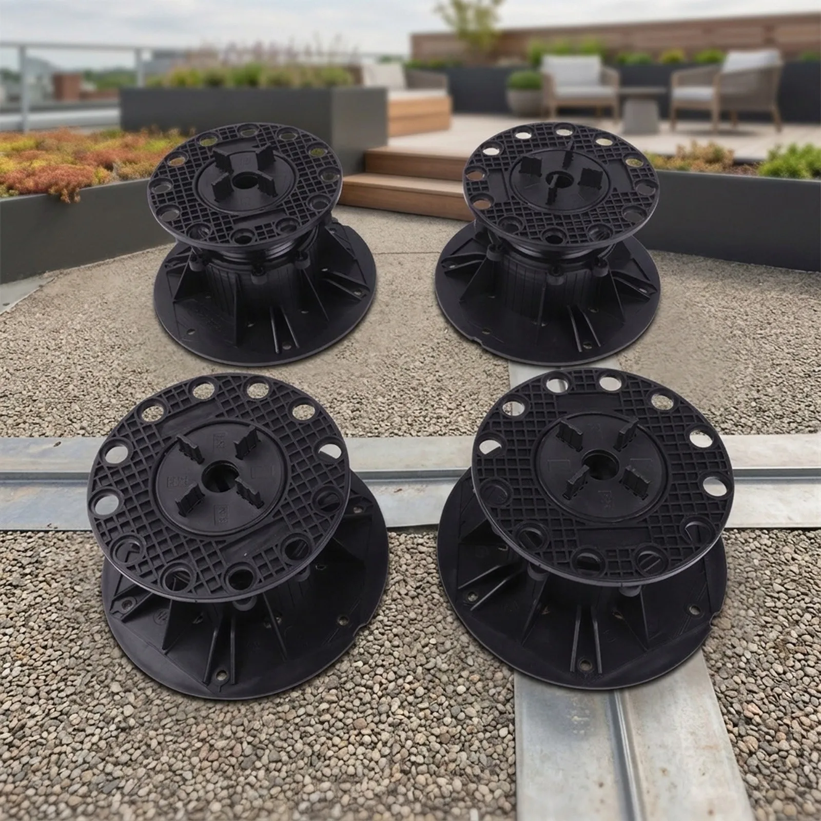Adjustable Support Stand for Dry Fountain Stone Floor Keel Roof Garden Water Height Range 20mm-29mm PP Material 60x105mm