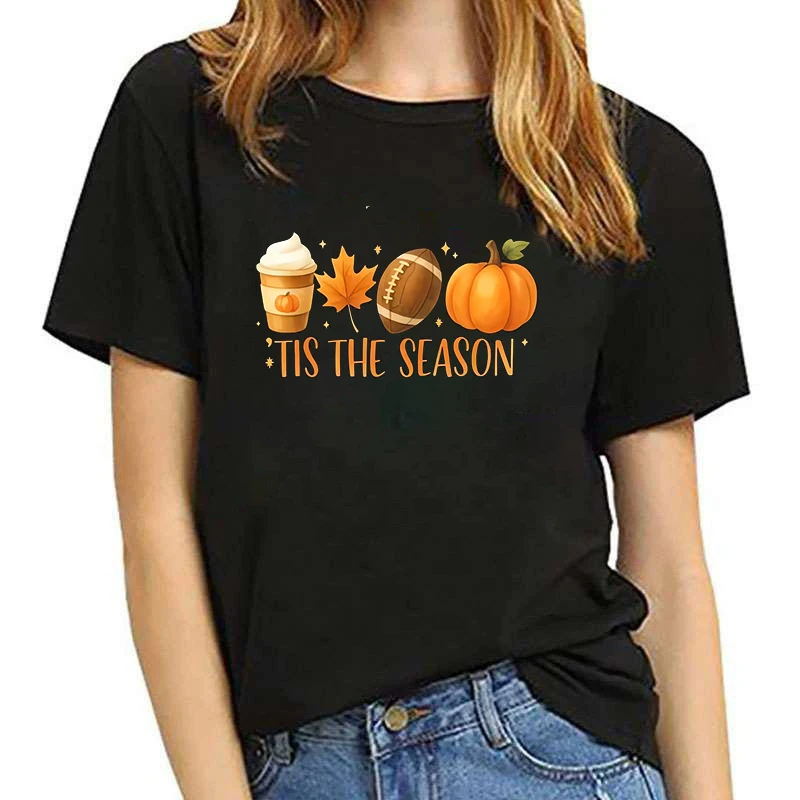 

Повседневная женская футболка с коротким рукавом и графикой на Хэллоуин, всесезонная винтажная футболка 90-х годов, футболки с тыквой, специями, латте, топы, футболка, одежда