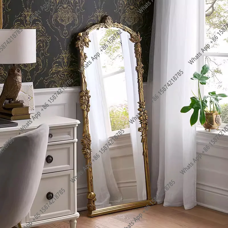 retro dressing mirror,  French,American floor mirror, wall mounted European floor-to-ceiling full-body fitting mirror