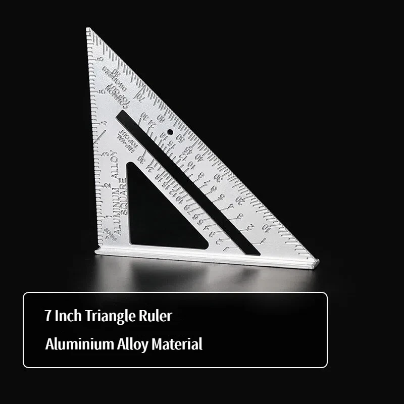 

7 Inch Triangle Ruler Measurement Tool Aluminium Alloy Carpenter Tools Inch Metric Angle Ruler Speed Square Woodworking Tools
