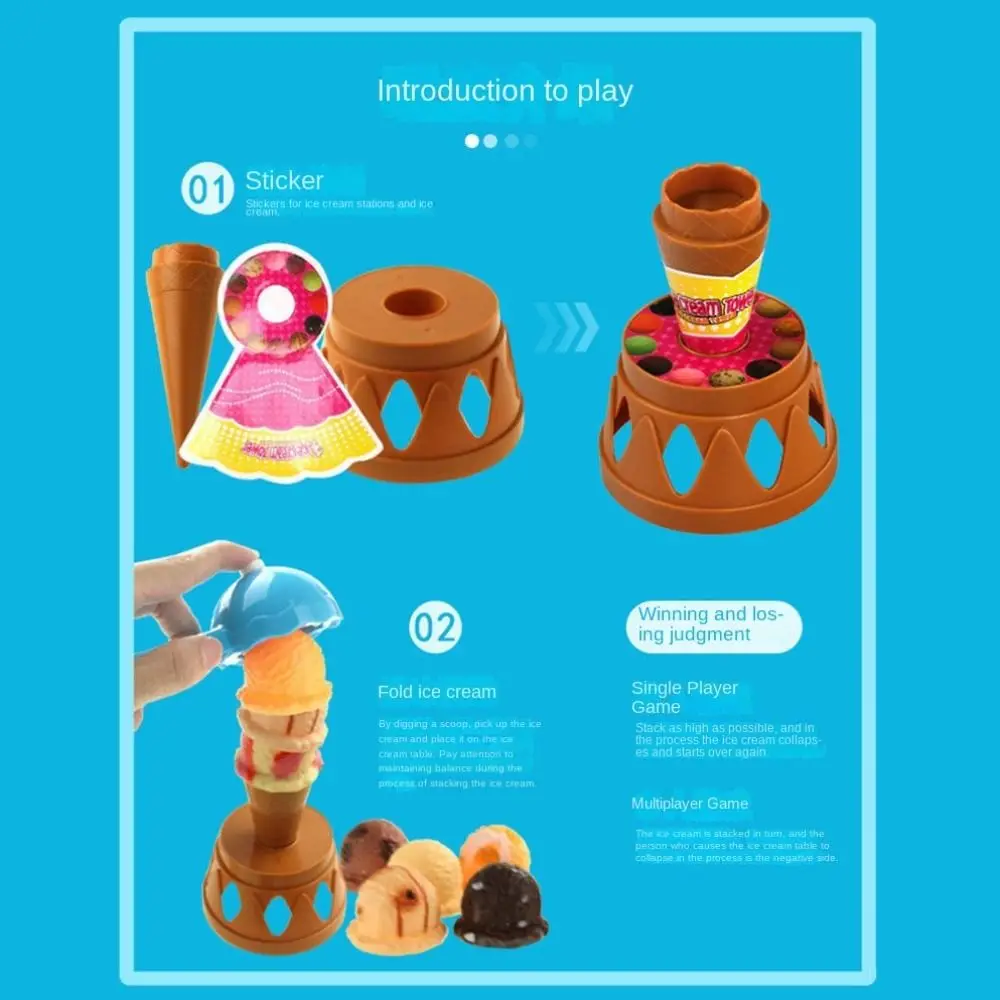 เกมไอศกรีมของหวาน ฝึกสมดุลแบบมอนเตสซอรี่ จำลองครัวไอศกรีม สีสันสดใส เรียนรู้การซ้อนไอศกรีม ฝึกสมดุล
