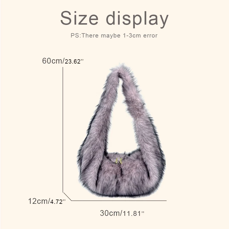 Faux Fur Half Moon Bags For Women Luxury Designer Handbag And Purses 2025 New In Leopard Print Imitation Rex Rabbit Fur Shoulder