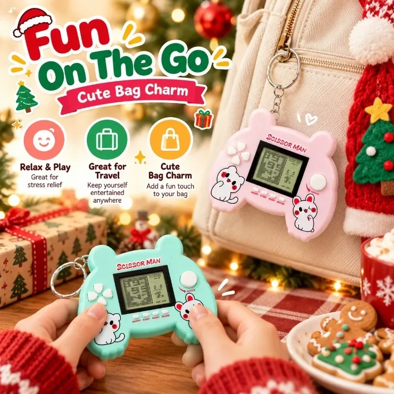 Retro Brick Game Keychain Mini Handheld Game Console Pocket Electronic Game Toy Christmas Surprise Gift For Friends
