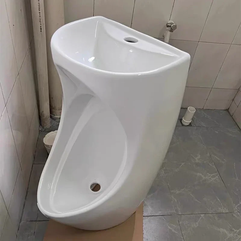 Wall-mounted ceramic urinal with wash basin