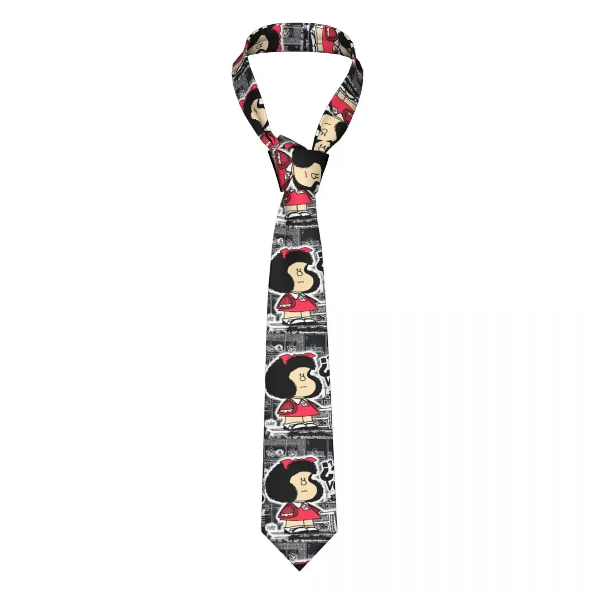 Custom Vintage Quino Comic Mafalda Tie Men Classic Silk Cartoon Mang Necktie for Office