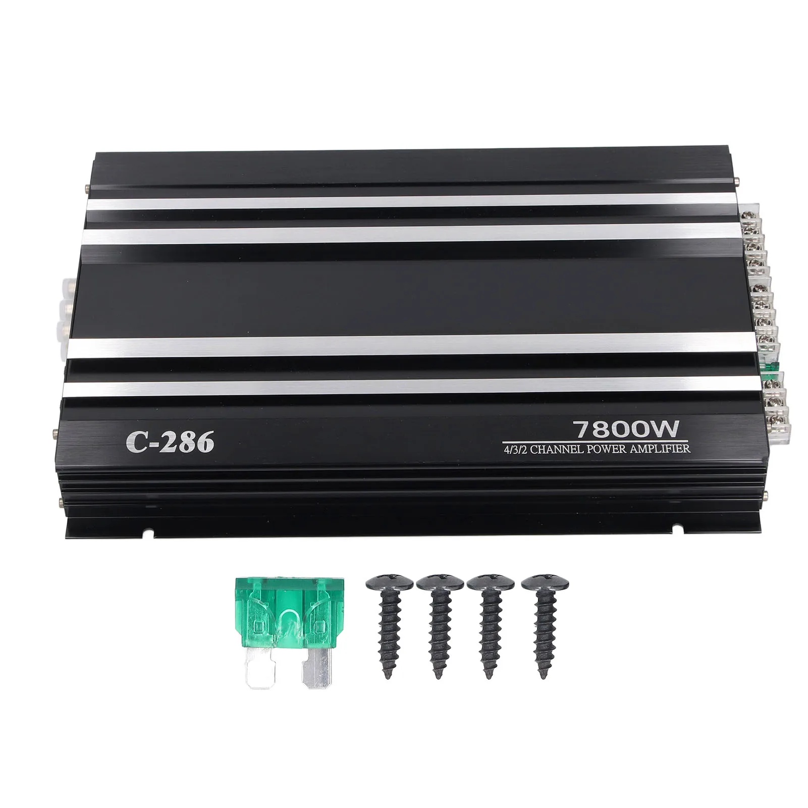 12V Car Amplifier 7800W 4 Channels Class AB Aluminum Alloy Pure Bass Power Amplifier for DC 12V Truck Boat UTV Motorcycle