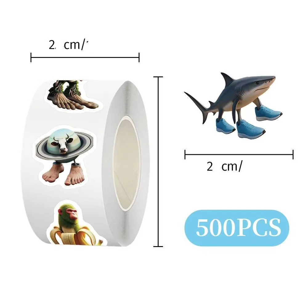 500枚/ロール タンタンサフール イタリアンブレインロット AI アブストラクト シールステッカー DIY PVC ノートパソコンデカール デコレーションステッカー リワードギフト おもちゃ