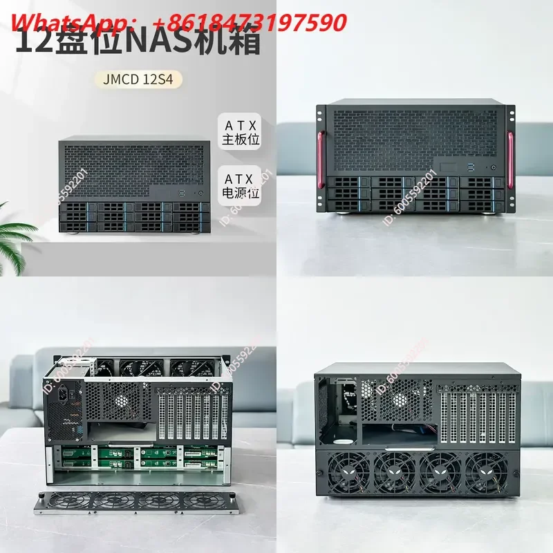 for 12-Disk NAS Chassis ATX Main Board ATX Power Supply 8 Full-Height Slots Enterprise Home AIO Server Chassis