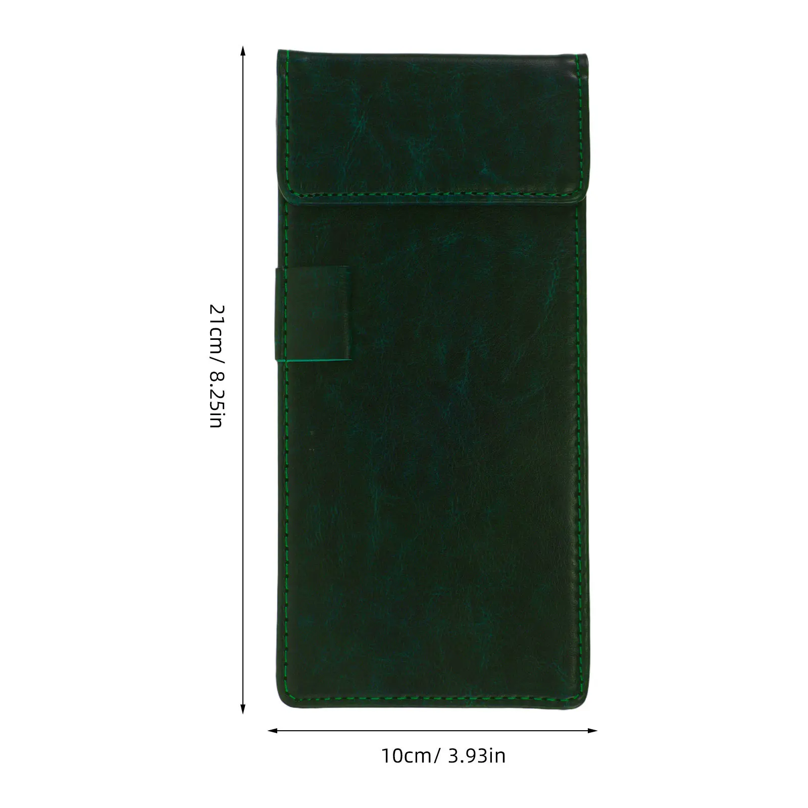 Mini Pocket Magnetic Receipt Clipboard 8.3x4 Inch Green PU Double Layer Signature Board Cashier Signing Payment Organizer Pen