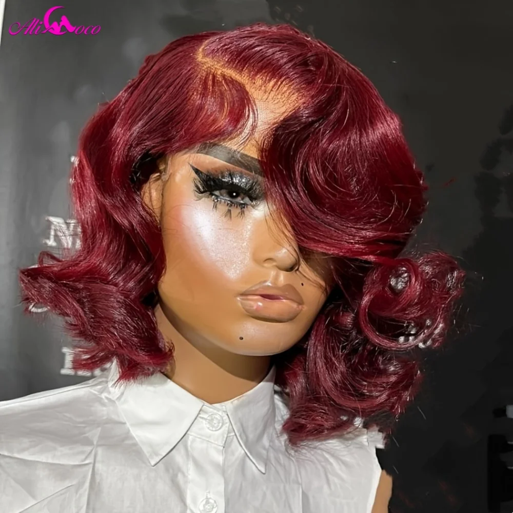 

#99 Body Wave Human Hair Bob Wig 13x4 HD Transparent Lace Frontal Wig Shoulder Length Pre Bleached Human Hair Wigs for Women