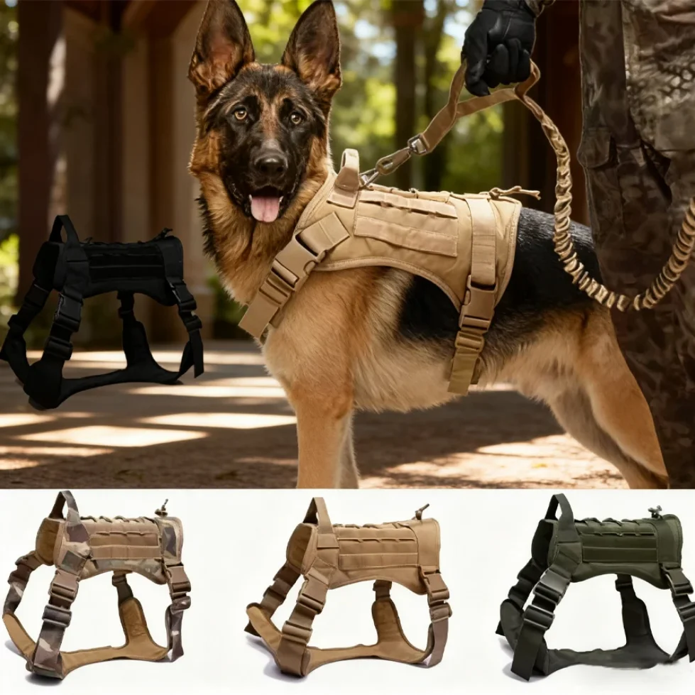 

Tactical Dog Harness Military Training Padded Quick Release Vest Pet Training Dog Harness For Set Small Medium Large Dogs
