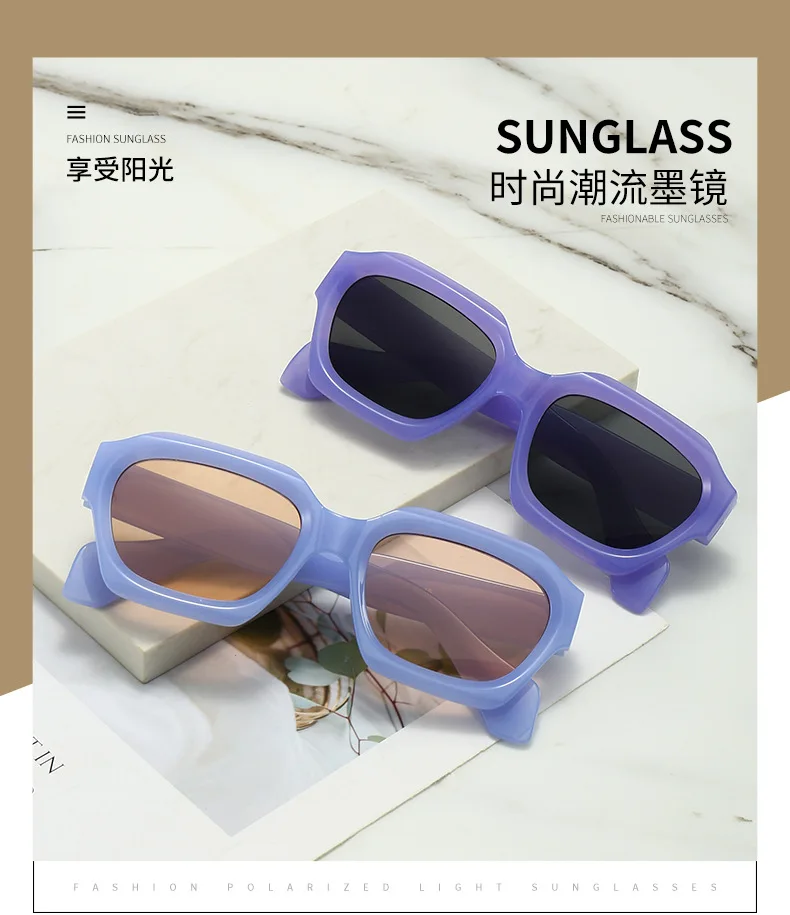 Neu eingetroffene Vintage-Sonnenbrille mit quadratischer Form für Damen und Herren, Sonnenbrille mit konkaver Oberfläche, Damen- und Herrenbrille – Detail 1