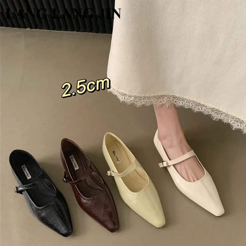 2024 Wiosna Lato Nowy Styl Kobiety Płaskie Baletki Casual Vintage Elegancki Styl Frence Mary Jane Buty Wygodne Loafer Muje