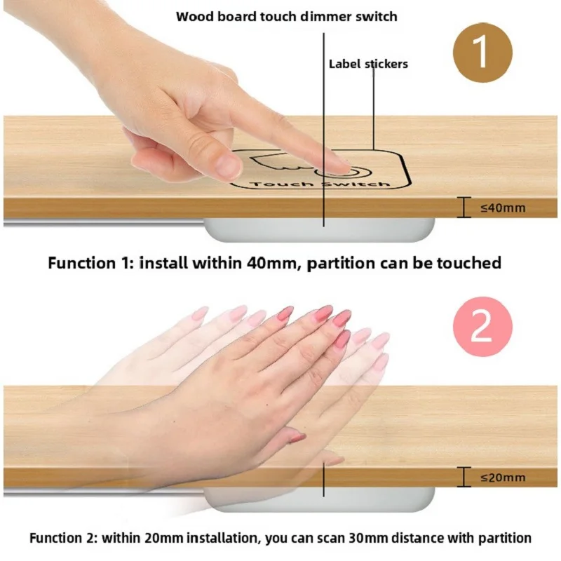 Touch Sensor LED Light Switch Control Dimmer 12V 24V Inductive Switches for Penetrating 40mm Wood/Marble Board