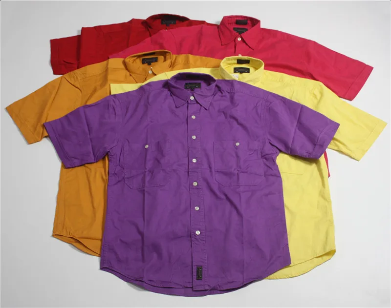 

Summer Men's Oversized Short Sleeve Cotton Work Shirt round Bottom Harajuku Style Loose Fit Fashion Urban Shirt Outerwear