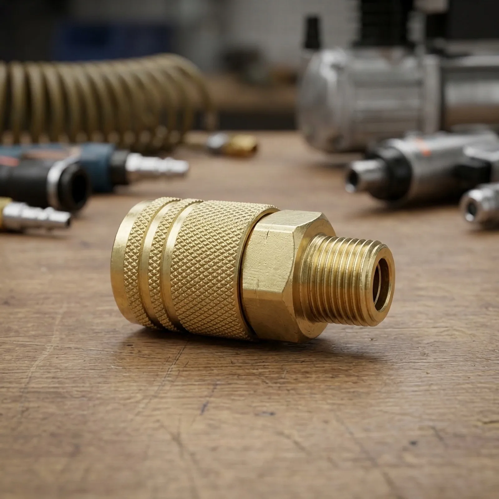 1/4 NPT Male Thread Pneumatic Fitting with Internal Thread Design for Easy Screw Mounting on Compressor and Tool Ports