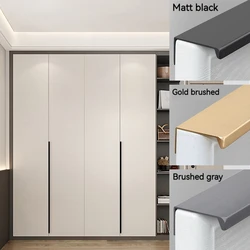 Invisible Handle Without Punching, Aluminum Alloy Handle, High-end Drawer, Wardrobe, Cabinet Door, Concealed Handle, Top Black