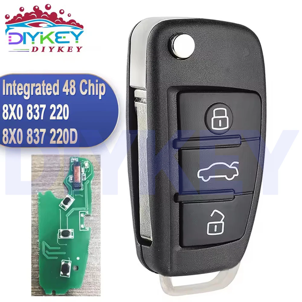 DIYKEY لأودي A1 Q3 2012 2013 2014 2015 2016 المتكاملة 48 رقاقة P/N: 8X0837220 8X0837220D مفتاح ذكي عن بعد 434 ميجا هرتز اسأل فوب
