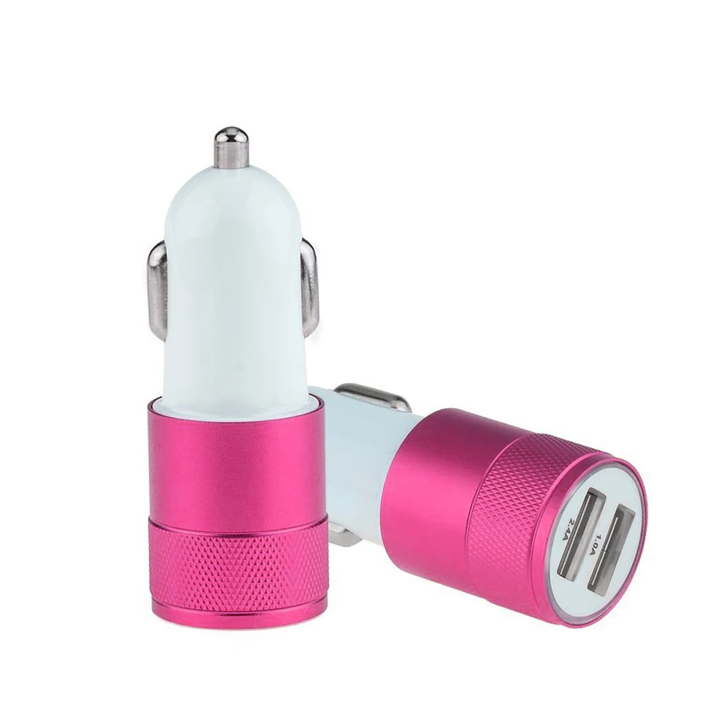 2.1A 1A Alloy 2 USB Ports Universal Intelligent Charging Dual USB Car Charger for iPhone for Android Mobile Phone