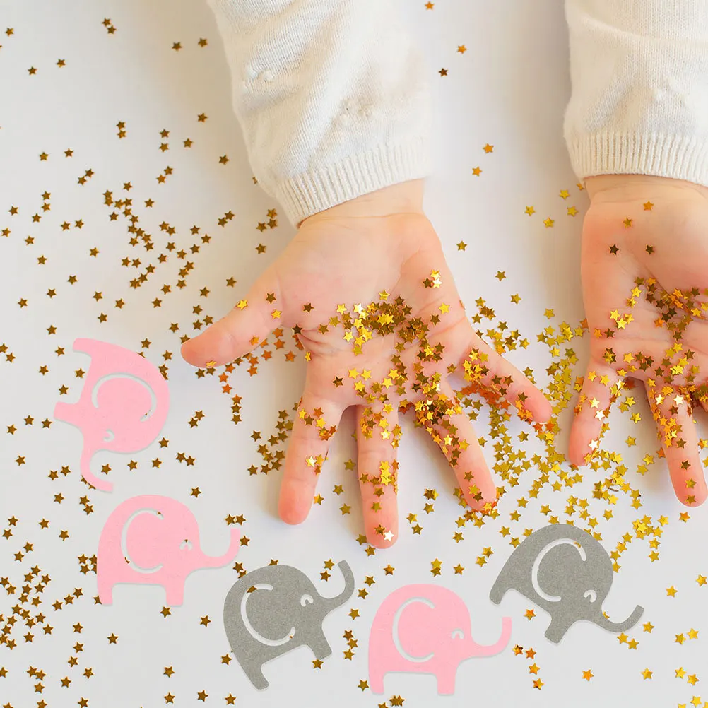 

200 Pcs Shower Table Scatters Elephant Confetti Animal Decorations Silver Glitter