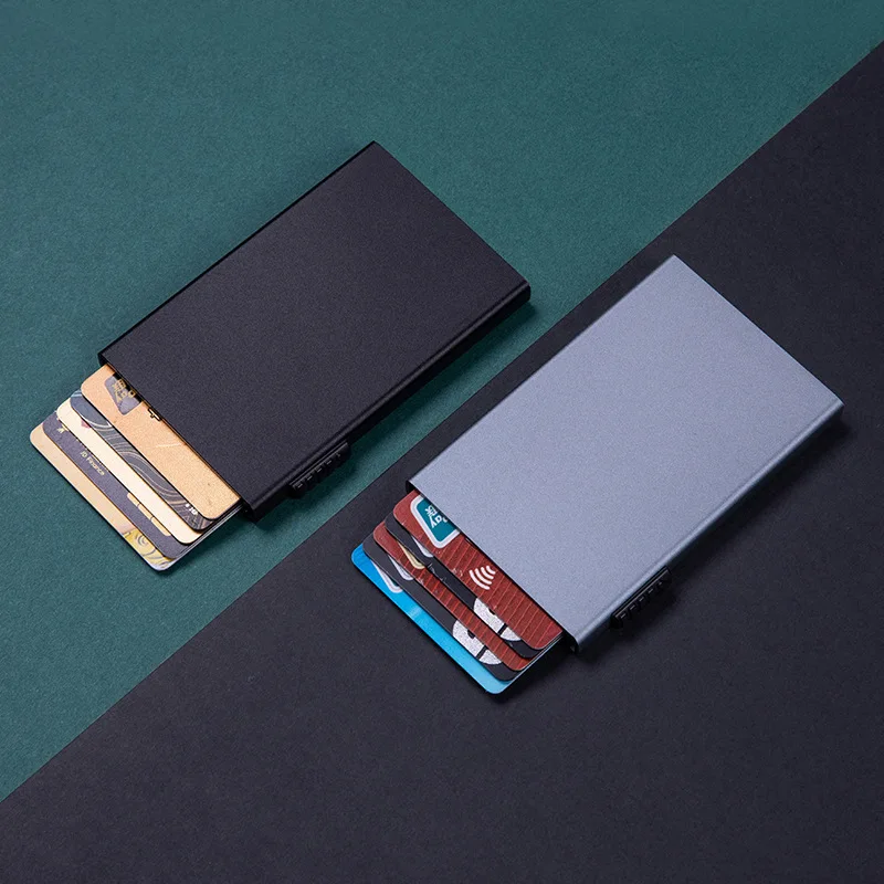 Magic ID Bank Credit Card Holder Smart Wallets Men Women ID Cardholder Case Metal Thin Slim Pop Up Aluminium Minimalist Wallet image 5