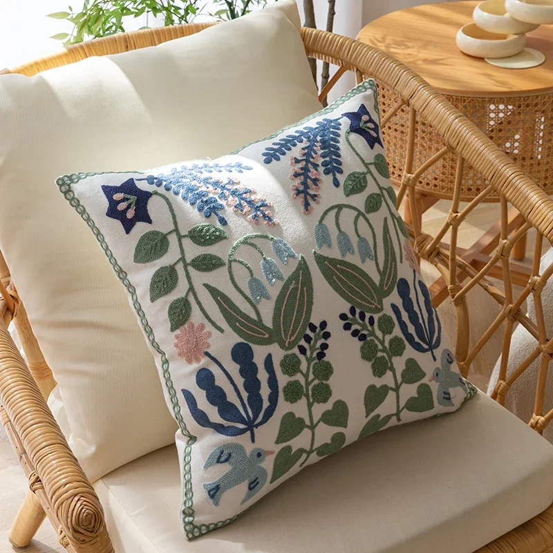 Reine Baumwolle bestickt Büro Kissen Kissenbezug Auto Kissenbezug 45X45CM Lenden Kissenbezüge Sofa Kissenbezug – Detail 1