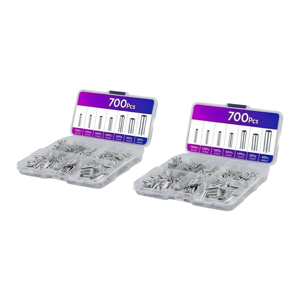 1400 pcs Brass Non-Insulated Crimp Terminals for Modular Terminal Blocks Tin Coated Conductive Electrical Connection