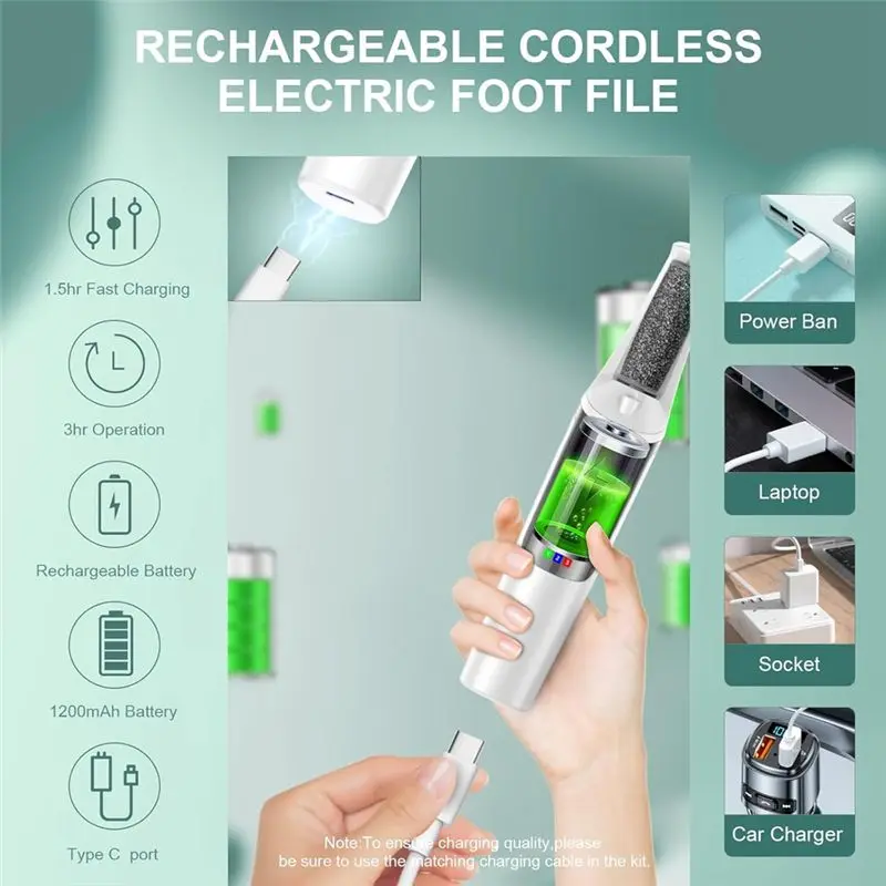 A98G-Electric Callus Removers For Feet,Smooth Pedicure Wand Rechargeable Electric Foot File,Pedicure Tools For Dry,Dead