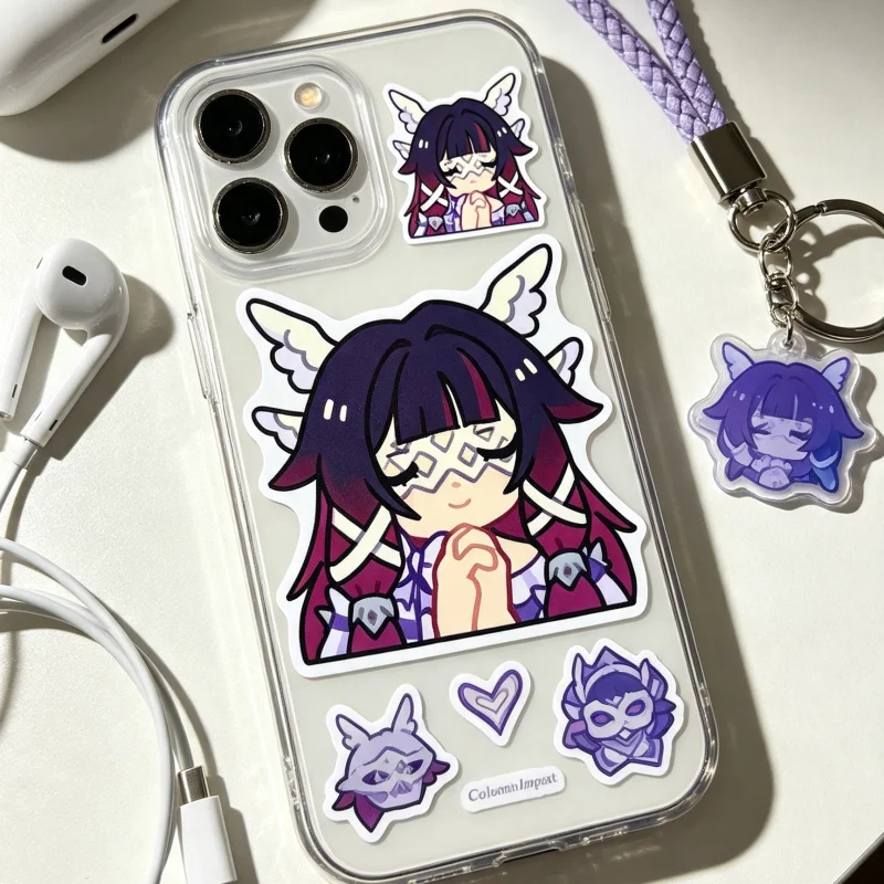Genshin Impact Columbina Fatui Harbinger Sticker, Cosplay Accessory Waterproof Vinyl Sticker for Skateboard Notebook Phone Case