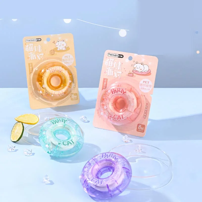 12pcs/lot 5mm*8M Transparent Dounts Correction Tape Promotional Stationery Gift School Office Supplies