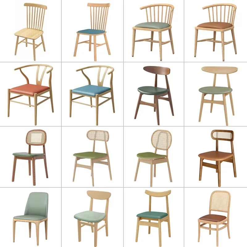 Company School Canteen Restaurant Solid Wood Chair Hot Pot Hotel Noodle House Snack Dessert Milk Tea Shop Dining Chair