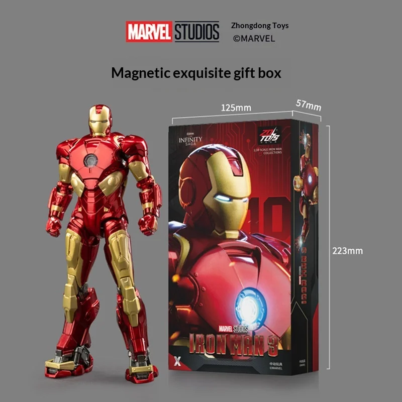 ZDTDS Iron Man Mk10 Action Figure Movable Joints Collectible Model Desktop Ornament Gift For Adult Men
