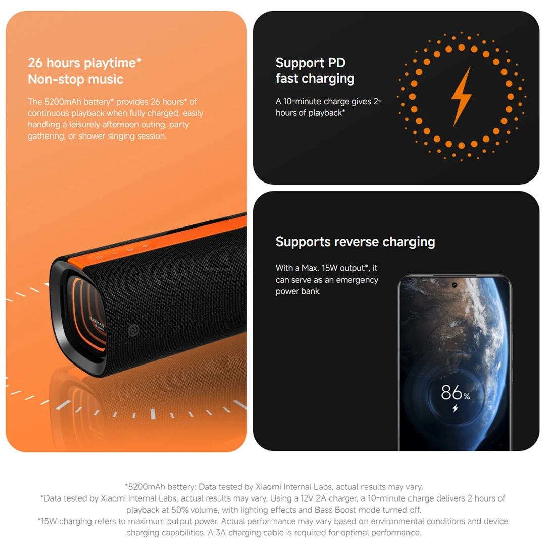 الإصدار العالمي من Xiaomi Sound Party TWS ستيريو كومبو Harman AudioEFX 50 واط بلوتوث 5.4 IP67 5200 مللي أمبير بطارية مكبر صوت محمول ميكروفون #4