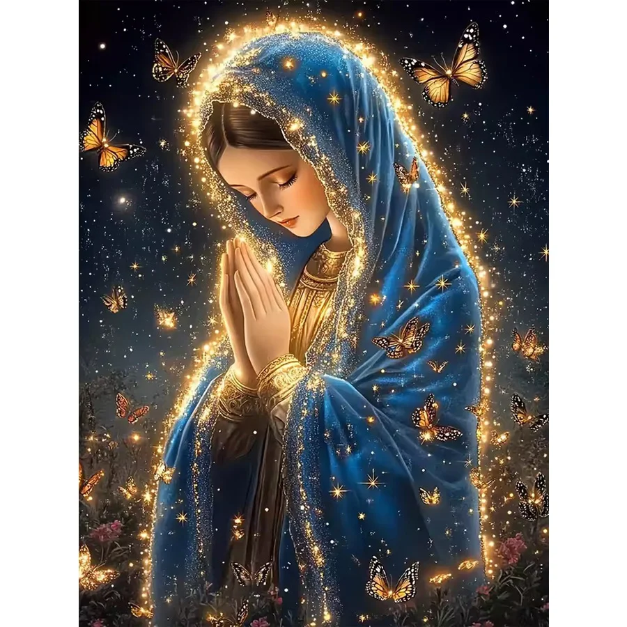 DIY 5D Diamond Painting Virgin Mary butterfly Full Drill diamond Embroidery Religion icon Mosaic Christian pray woman Home decor