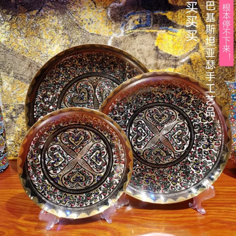 Luxury Decorative Plate Handicraft Ornament for Living Room TV Cabinet Entrance Home Decor High End Gift Wall Table Display