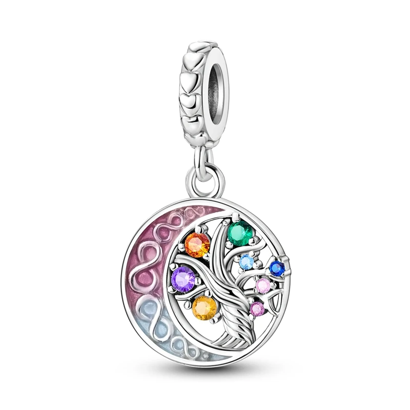 Fit Original S925 Silver Plated Charms Beads Moon Life Tree Pendant Charms for Women Fine DIY Birthday Jewelry Gifts