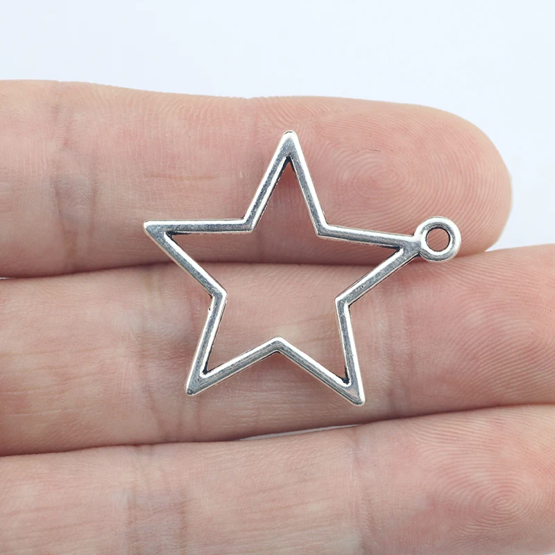 Newest 10Pieces 33*36mm Mixed Alloy Antique Silver Color Star Charms Earring Necklace Pendant Accessory For DIY Jewelry Making