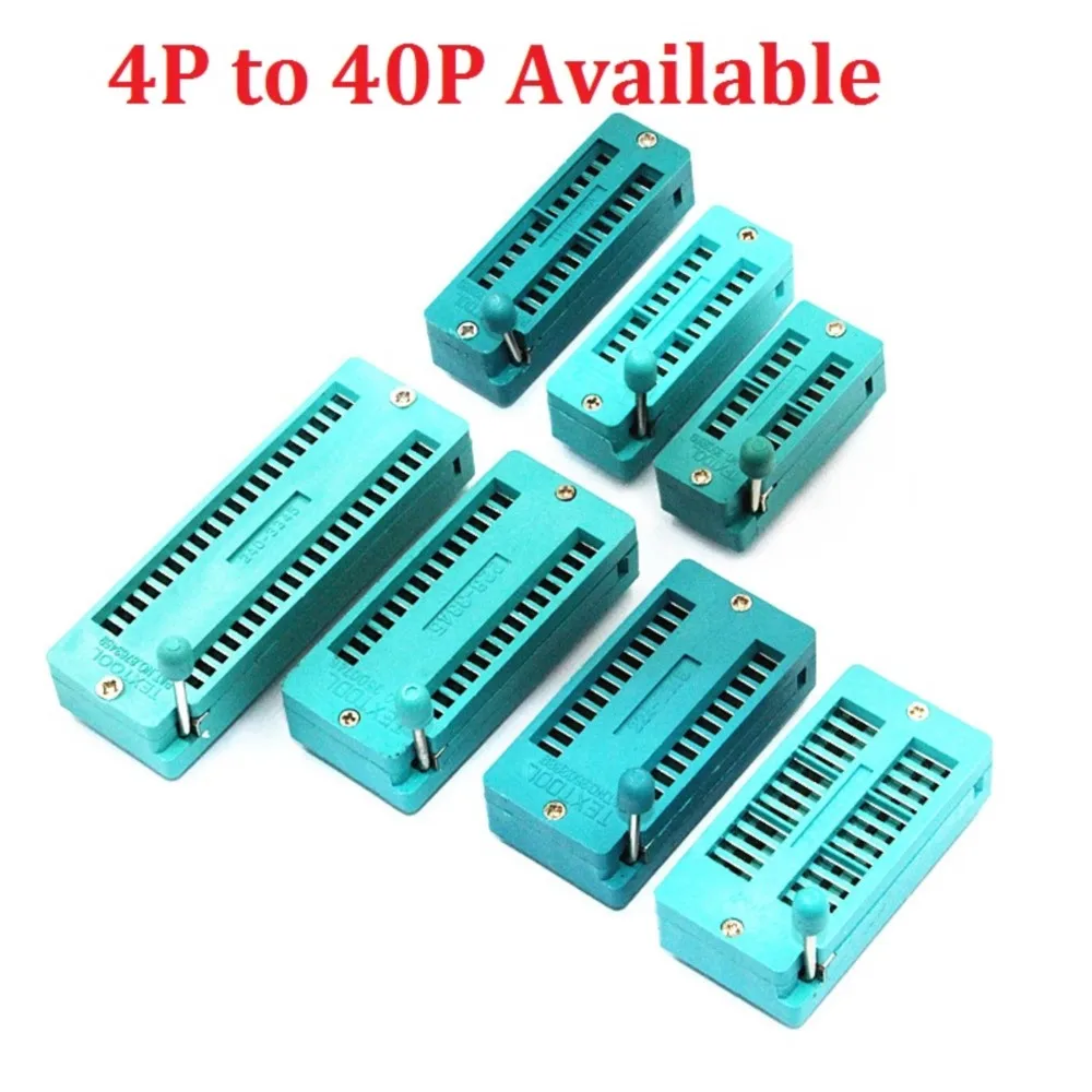 2PCS Sockets 14P DIP 16Pin/18Pin/20Pin/24Pin/28Pin/32Pin/40Pin 16P/18P/20/24P/28P Zif Socket  Ic Socket 14PIN Test Universal Zif